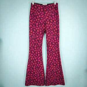 by Anthropologie Size XS Pink Print Pull On Wide Flare Bell Bottom Knit Pants